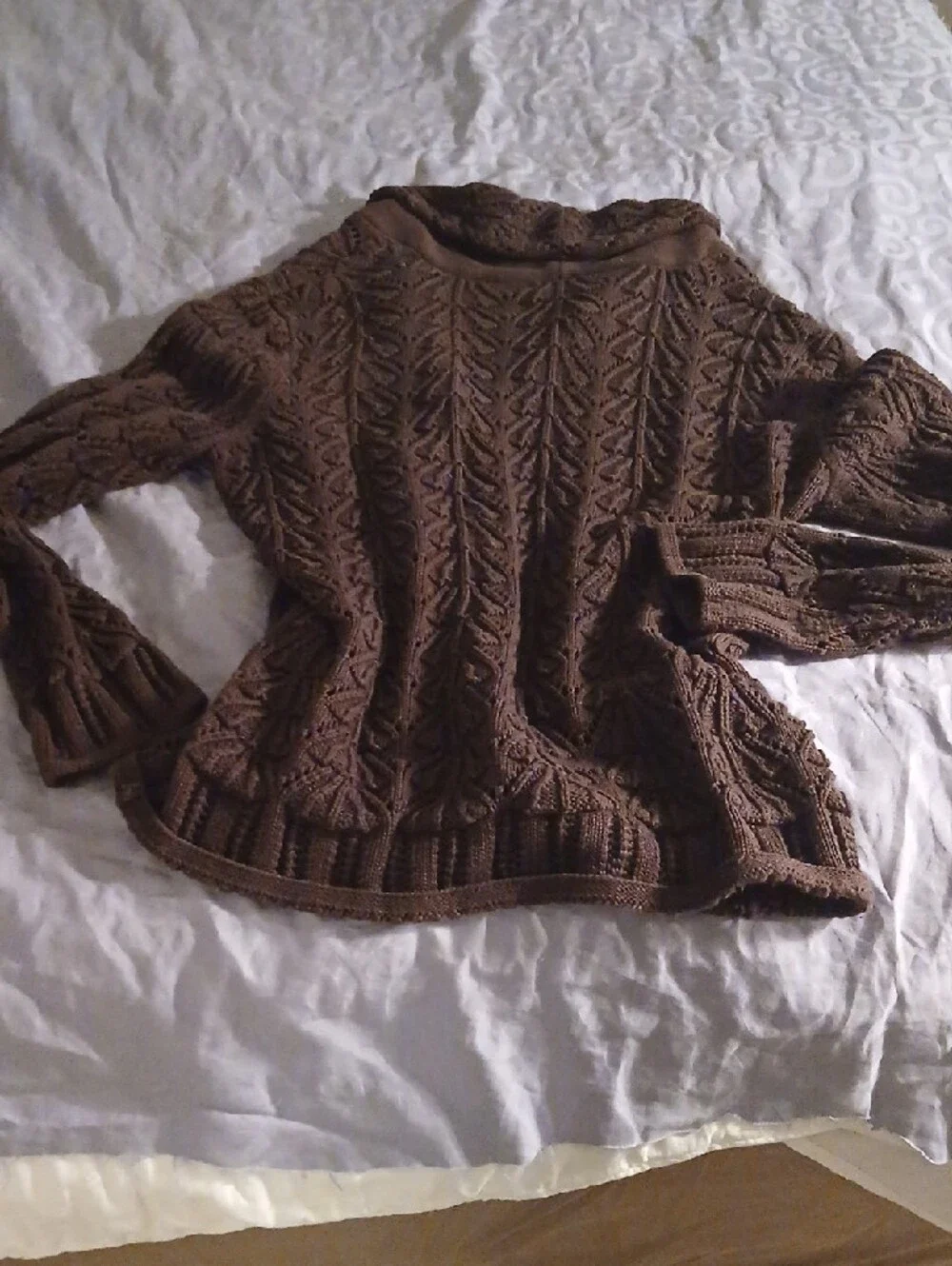 Charter Club Brown Cable-Knit Shawl Collar Cardigan